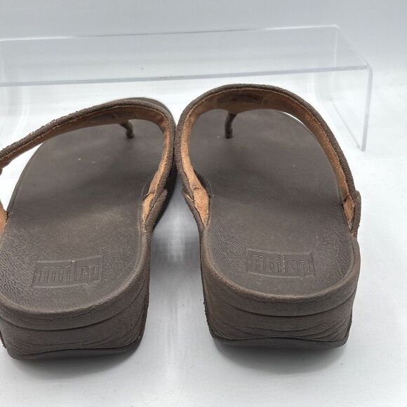 FitFlop Lulu Glitter Toe‑Post Slip‑On Sandal Bronze Women’s 10 Comfort Sparkle - Picture 4 of 8